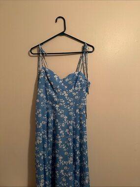 SHEIN Powder Blue Floral Sundress with White Blooms